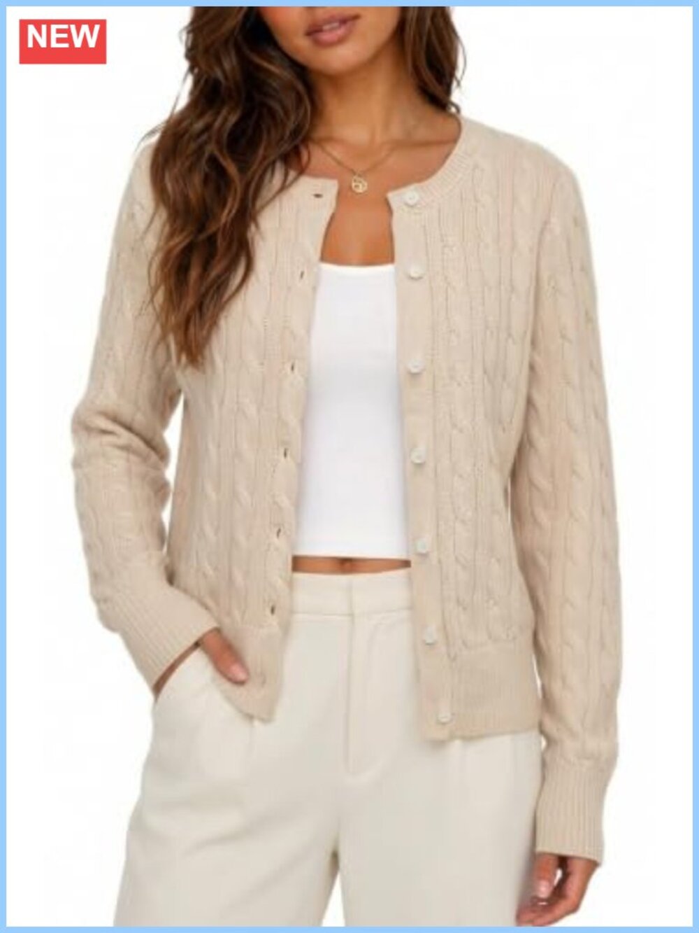 Women's Lightweight Cable Knit Button Down Cardigan Fall Sweater